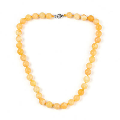 Round Natural Yellow Jade Beaded Necklaces