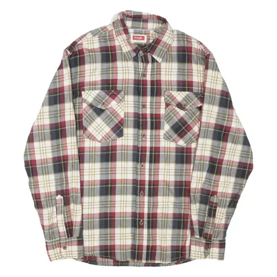 WRANGLER Mens Shirt Grey Check Long Sleeve L