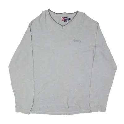 CHAPS RALPH LAUREN Jumper Grey Tight Knit V-Neck Mens 2XL