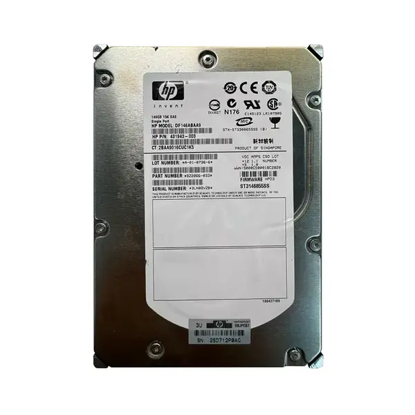 431943R-003 HP 146GB 3Gb/s SAS 15000 3.5-inch Hard Drive