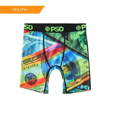 PSD Youth Boy's Neon Funds Boxer Brief - Soft, Breathable and Comfortable Stretch Underwear