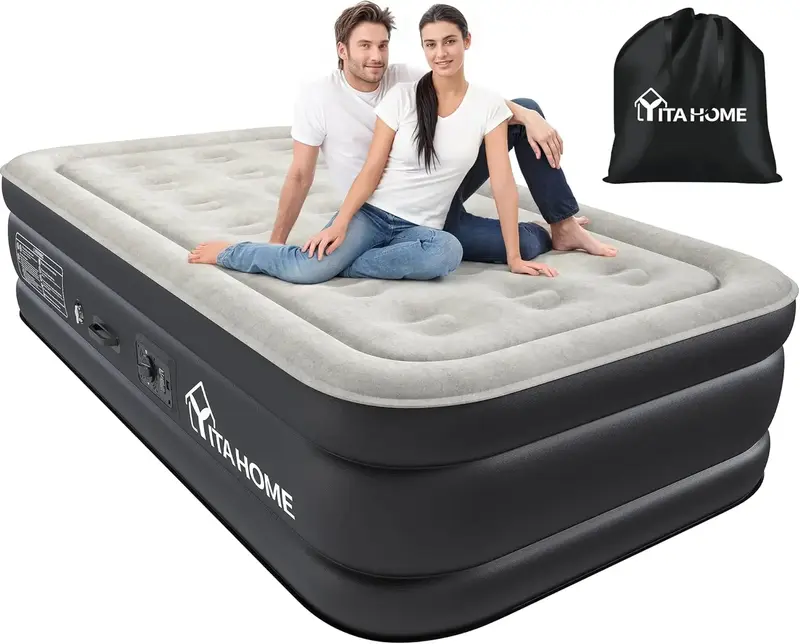 DWVO Twin/Twin XL Air Mattress with Built-in Pump and Carry Bag, Elevated Inflatable Mattress Blow Up Mattress for Camping, H...