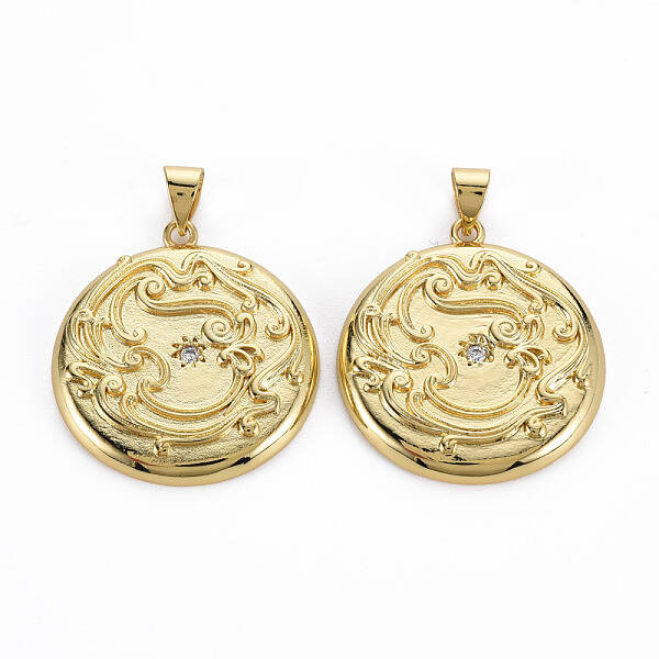 Brass Micro Pave Cubic Zirconia Pendants