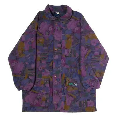 HUSKY Boys Fleece Jacket Purple 90s Crazy Pattern L