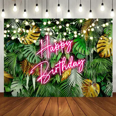 Aperturee Hawaii Night Coconut Lights Birthday Backdrop