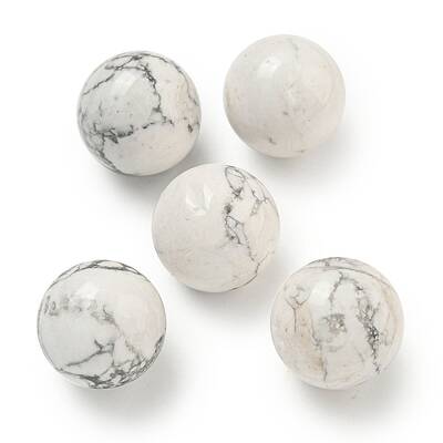 Natural Howlite Round Ball Figurines Statues for Home Office Desktop Decoration