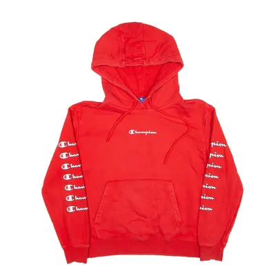 CHAMPION Hoodie Red Pullover Mens XS