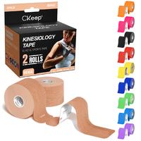 CKeep Precut Athletic Tape, 10 Different Colors, 2 Rolls, 40 Strips, 33ft, Cotton Elastic Springtok Trainer Bandage Knee Wrap...