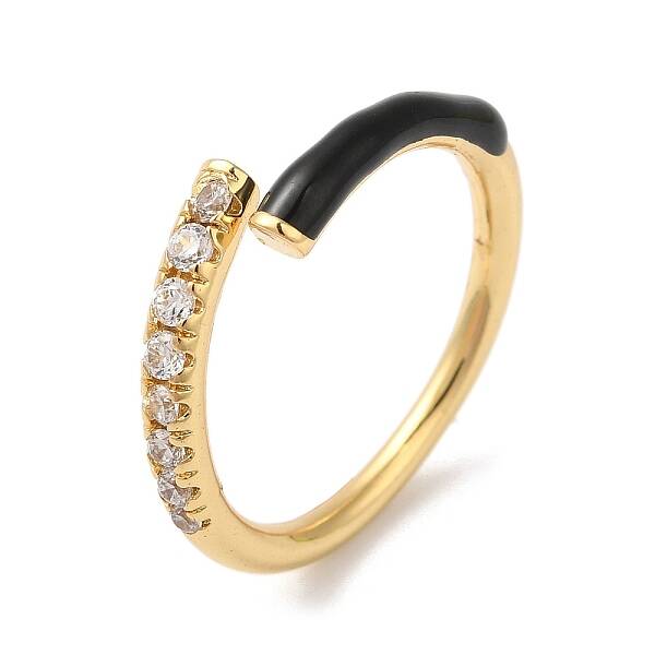 Rack Plating Brass Cubic Zirconia Open Cuff Rings for Women