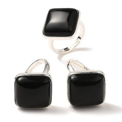 Natural Obsidian Adjustable Rings