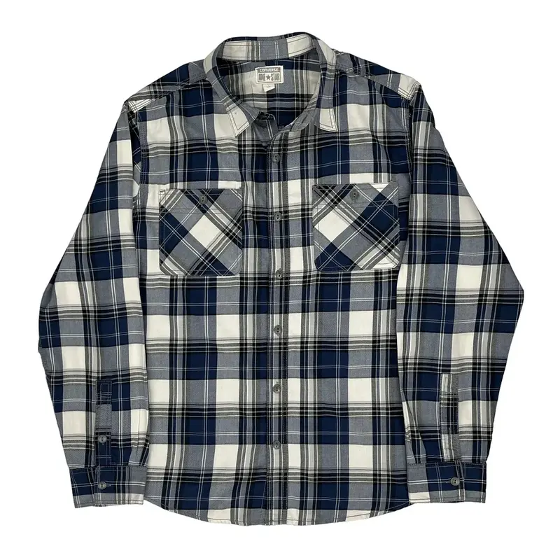 Plaid Converse Checked Shirt - Large Blue Cotton