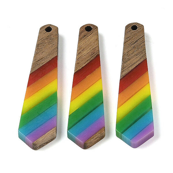 Pride Rainbow Theme Resin & Walnut Wood Pendants