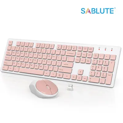 Pink Wireless Keyboard and Mouse(Not Bluetooth)-A Touch of Elegance for Her Tech Ensemble
