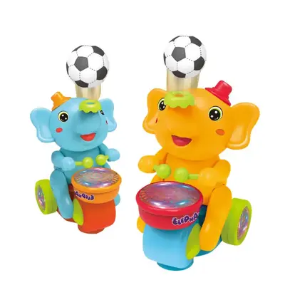Musical Walking Elephant Drummer Toy, Kids Elephant Ride-On Toy, Musical Calf Elephant Lighting Up Singing Plush Toy, Electri...