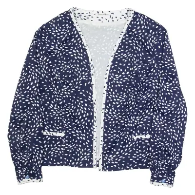 Womens Printed Blouse Blue V-Neck Long Sleeve Spotted M