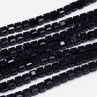 Faceted Cube Glass Bead Strands
