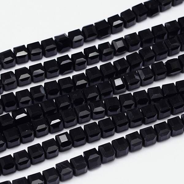 Faceted Cube Glass Bead Strands