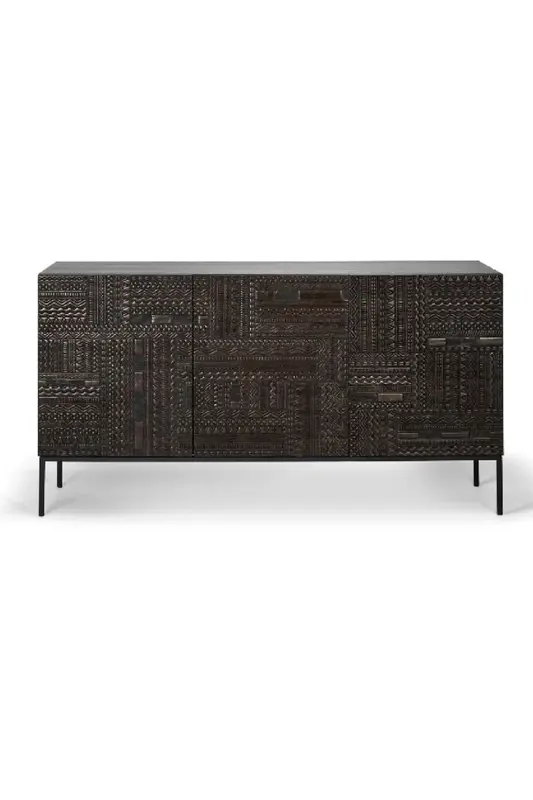 Black Teak Carved Sideboard | Ethnicraft Tabwa