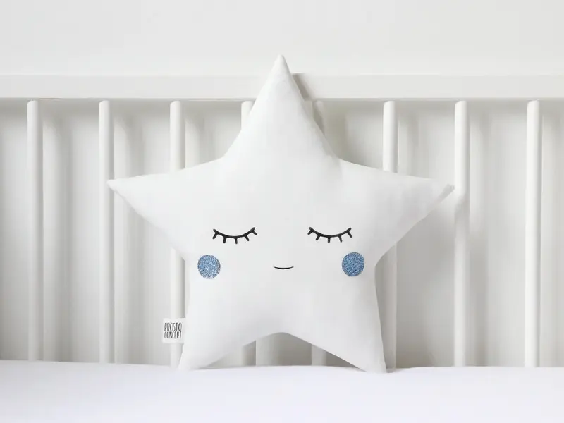White Star Pillow with Glitter Touch