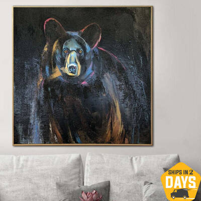 Original Abstract Bear Paintings On Canvas Wild Animal Painting Textured Contemporary Art Painting for Fireplace Decor | THE ...