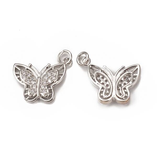Brass Micro Pave Cubic Zirconia Charms