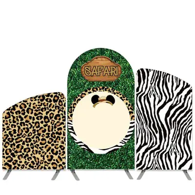 Aperturee Safari Wild Theme Animals Pattern Arch Backdrop Kit Banner | Custom Chiara Arched Covers | Wall Backdrop Diy | Diy ...