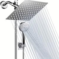 8-inch high-pressure shower with 11-inch adjustable extension arm and 5-position handheld showerhead combo, powerful low-pres...