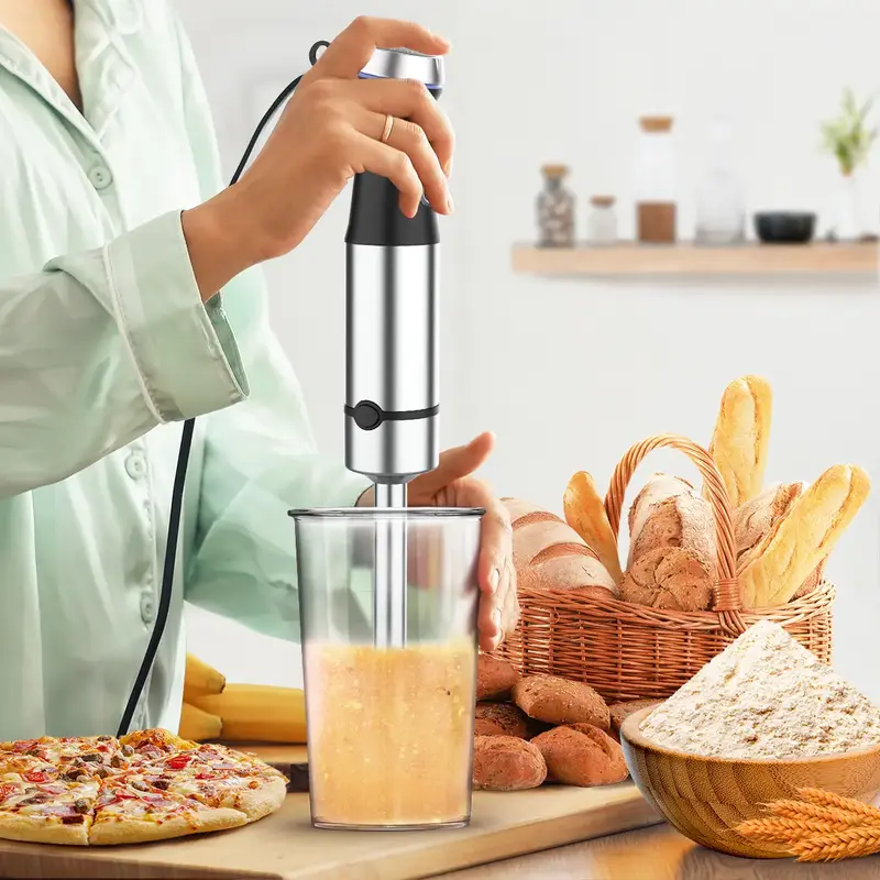 Ganiza 8 in 1 Electric Immersion Blender Handheld, Max 1000W, 16 Speed Mode, Stainless Steel Includes 8 Total Pieces