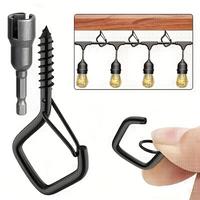 Screw Hook, 20pcs Wall Mounted Safety Buckle Design Hook with Installment Tool, Easy To Release Outdoor String Light Hook for...