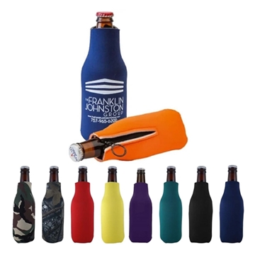 50 Custom FoamZone Zippered Bottle Cooler - Collapsible