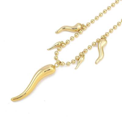 Rack Plating Brass Italian Horn Cornicello Bib Necklacess