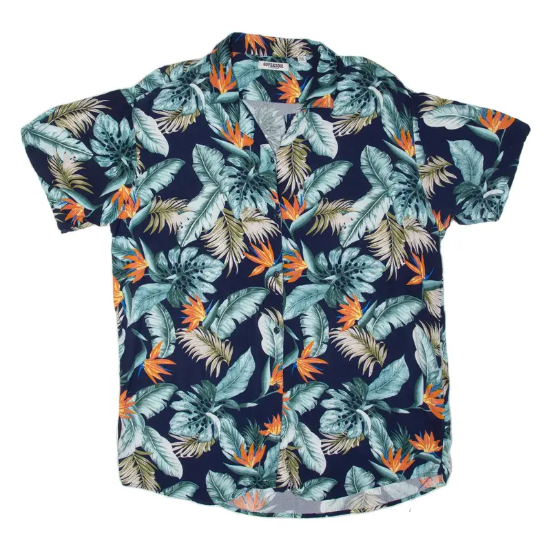 GUYS&SOUL Mens Shirt Black Floral 2XL