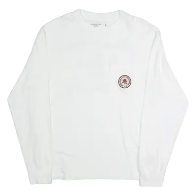 ABERCROMBIE & FITCH Mens T-Shirt White Long Sleeve USA XS