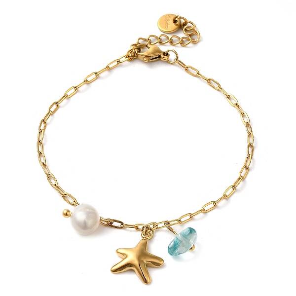 Freshwater Pearl & Glass & Beach Starfish Charm Bracelets