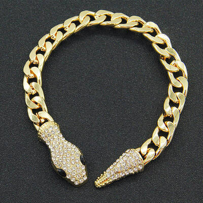Alloy Black Rhinestone Cuban Link Chain Bracelets for Women