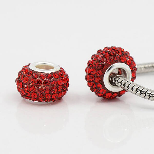 Large Hole Rondelle Resin Pave Grade A Rhinestone European Beads