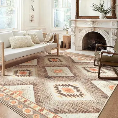 Washable Area Rugs Vintage Area Rugs for Living Room Carpet for Bedroom Living Room Kitchen Distressed Indoor No Pile Anti-sk...