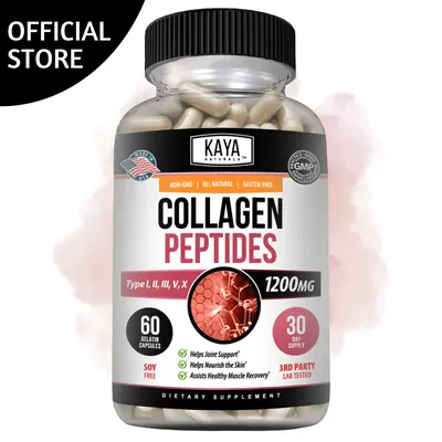 Kaya Naturals Multi Collagen Peptides Complex Capsules for Women and Man, Vital for Hair, Skin, Nails, and Anti-Aging, Types ...