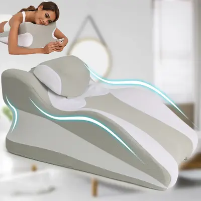 Memory Foam Wedge Pillow For Adults, Ergonomic Design, Memory Foam Pillow for Back, Neck, Leg Support, Face-Down Reading pill...