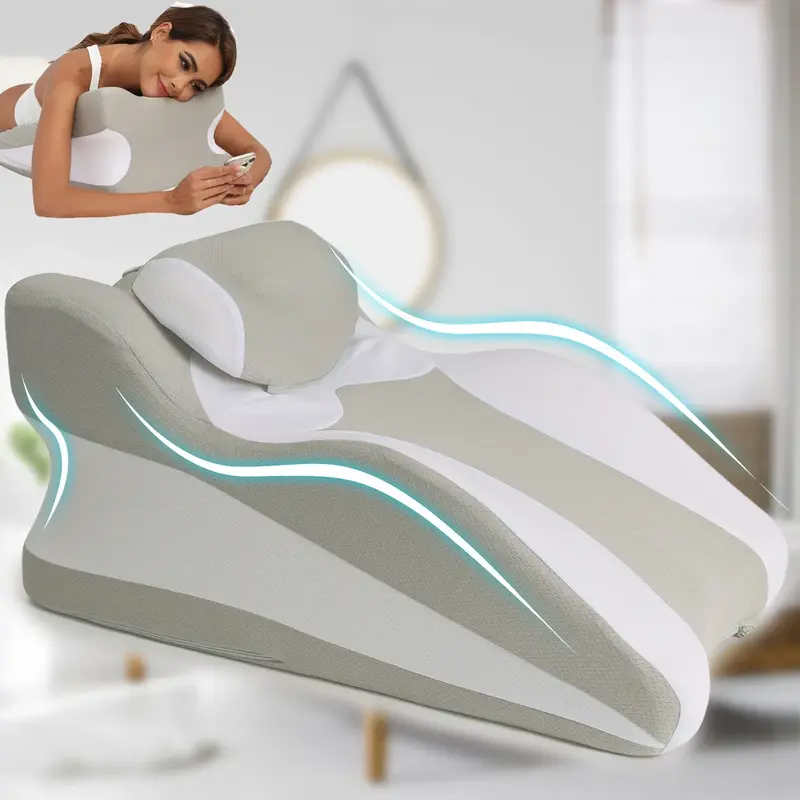 Memory Foam Wedge Pillow For Adults, Ergonomic Design, Memory Foam Pillow for Back, Neck, Leg Support, Face-Down Reading pill...