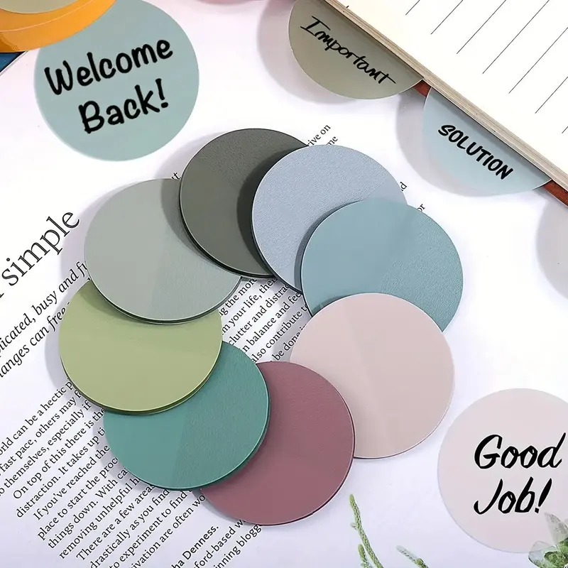 Morandi Color Round Sticky Note, 400pcs/set Translucent Sticky Tab, Page Flag Sticker for Office School