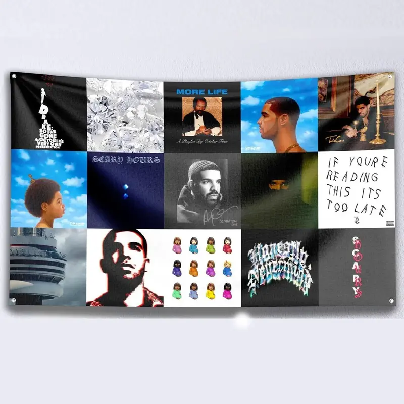 Rapper Flag Tapestry Music Cover Collage Tapestry Wall Hanging College Dorm Wall Decor Room Flags Wall Art Poster Home Decor ...