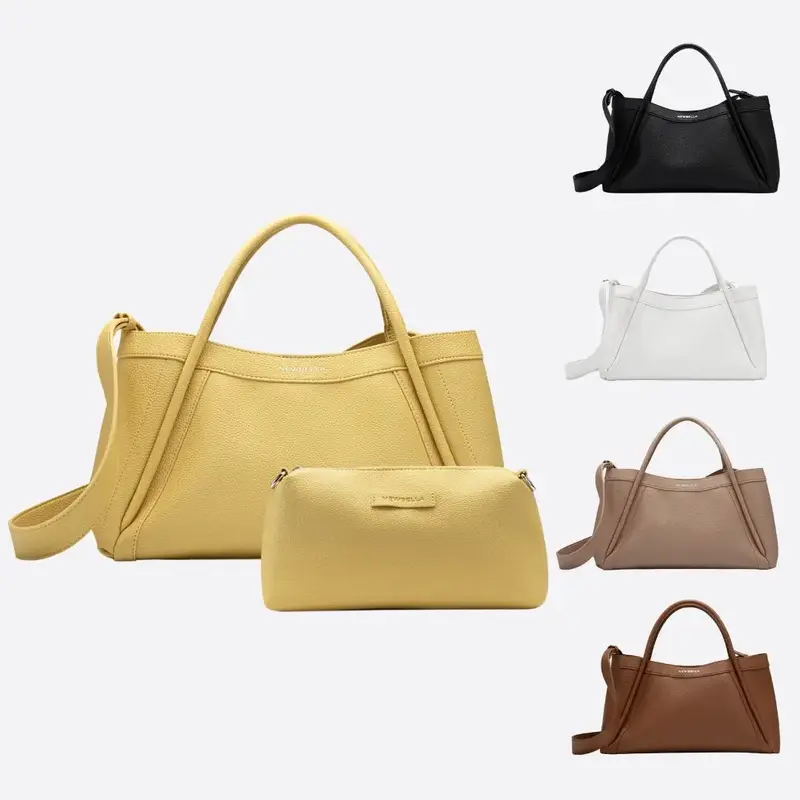 NEWBELLA Kelly 2 PCS Set Daily Work Soft PU Leather Tote Bags BP0504 with Removable Shoulder Strap, Casual Style, Waterproof ...