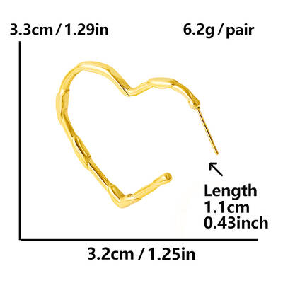 304 Stainless Steel Heart Stud Earrings