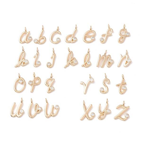 Brass Micro Pave Clear Cubic Zirconia Charms