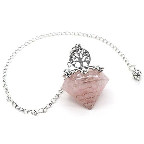 Natural Rose Quartz Chip & Resin Dowsing Pendulum Big Pendants