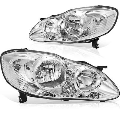YITAMOTOR® 2003-2008 Toyota Corolla Headlight Assembly Chrome Housing Clear Reflector Clear Lens