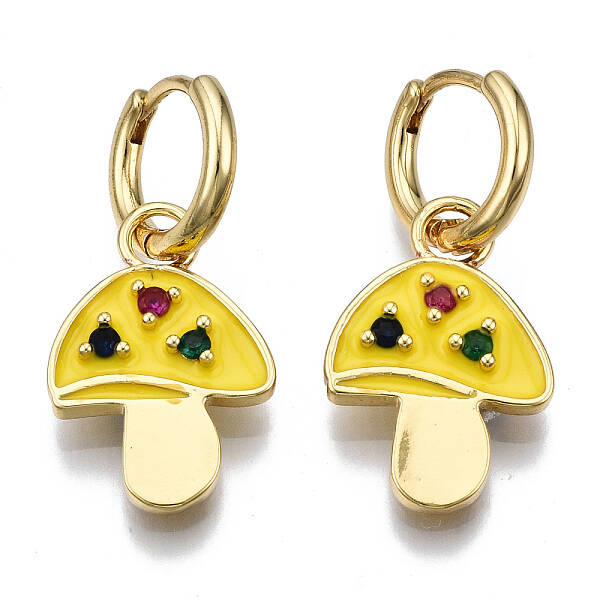 Brass Micro Pave Cubic Zirconia Huggie Hoop Earrings