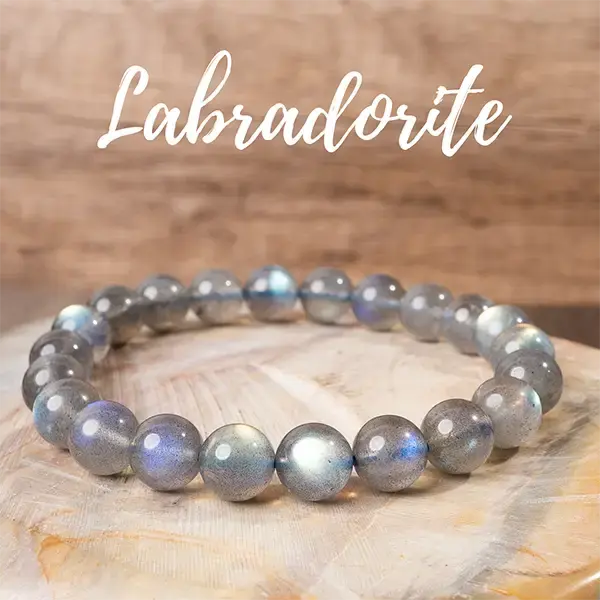 Radiant Labradorite Crystal Beaded Bracelet – 8mm Natural Round Gemstone Beads with Rainbow Blue Flash ，optional size，M...
