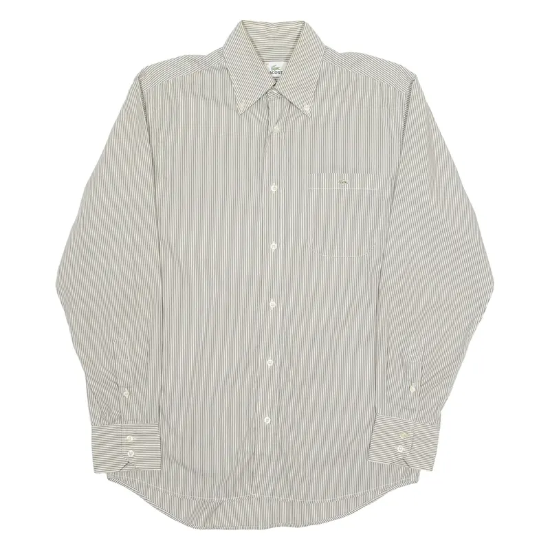 LACOSTE Mens Shirt Grey Pinstripe Long Sleeve M